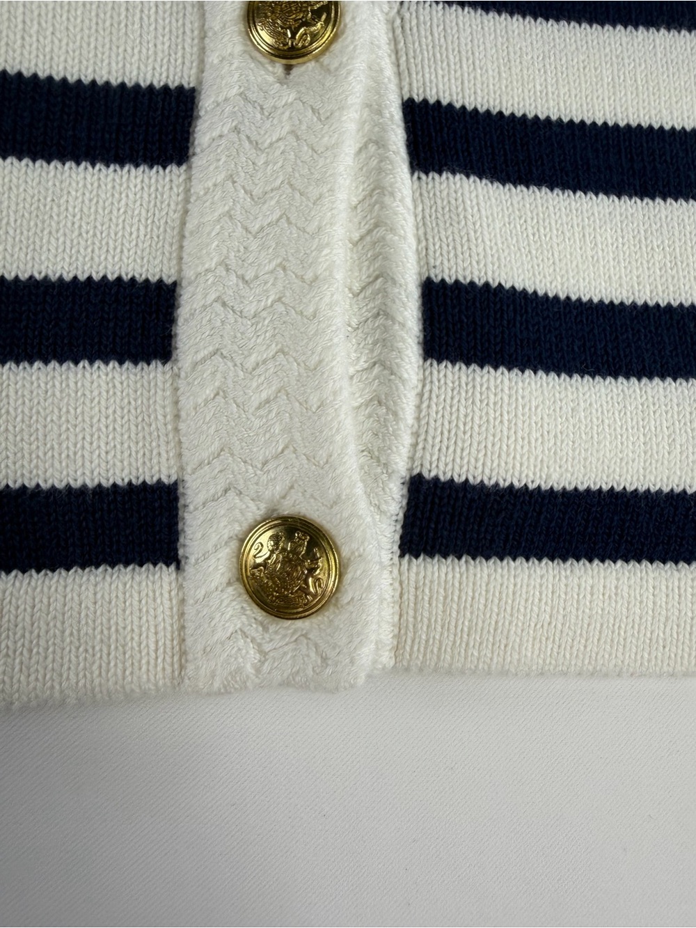 J. Crew Nautical Inspired Navy and White Striped - Gold Button Cardigan  NWT -Sm - Picture 10 of 16